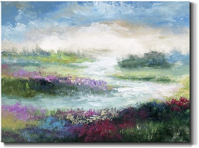 Renditions Gallery Canvas Flowers Wall Art Modern Decorations Paintings Colorful Floral Meadow Glam Nature Abstract Wall Hanging Artwork Prints for Bedroom Office Kitchen - 24"x36" LT33