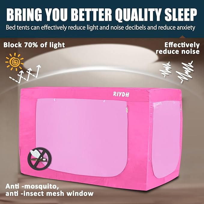 Bed Tent Twin Bed Canopy Tents - Portable Dream Tent for Kids and Adult Indoor Sleeping Tents 70% Blackout with 3 Doors Breathable Private Space Tents