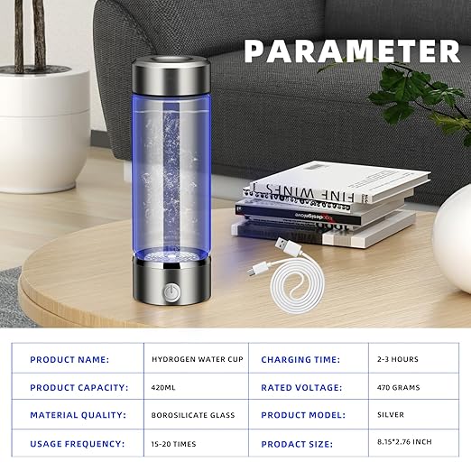 Purify Hydrogen Water Bottle Generator,Rechargeable Hydrogen Water Bottle with SPE/PEM Technology,Portable Hydrogen Water Lonizer Machine for Travel and Drinking