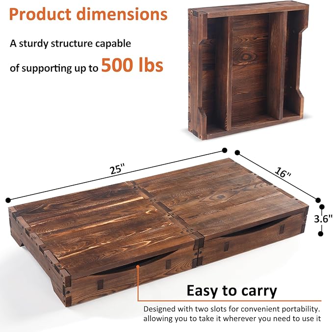 Triceratops Wooden Platform Step Stool for Adults and Kids, Heavy Duty Pine Wood High Riser Step Stool, Wooden Mobility Stepping Stools for Handicap, Bed, Bathroom, Garden, Holds up to 500Lbs