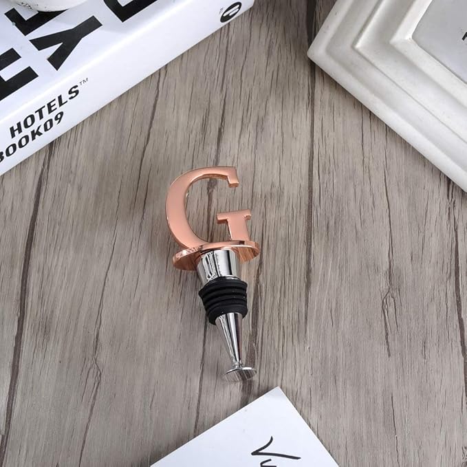 Miicol Wine Stopper, Prosecco Stopper, Wine Bottle Stopper, Personalised Champagne Stopper, Rose Gold Wine Accessories, Wine Lovers Gift, Monogram Gift, Letter G
