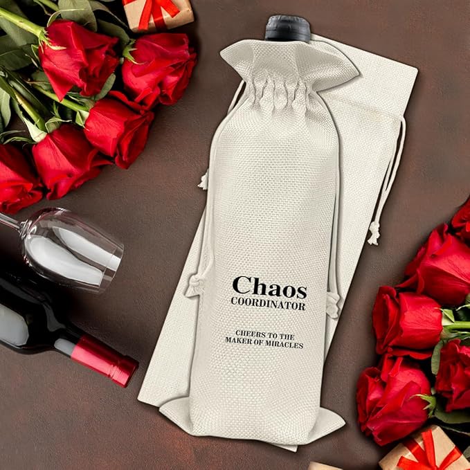 Chaos Coordinator Gifts Wine Bag Thank You Gifts for Coworker Boss Manager Teacher Nurse Doctor Chaos Coordinator Wine Gift Bag