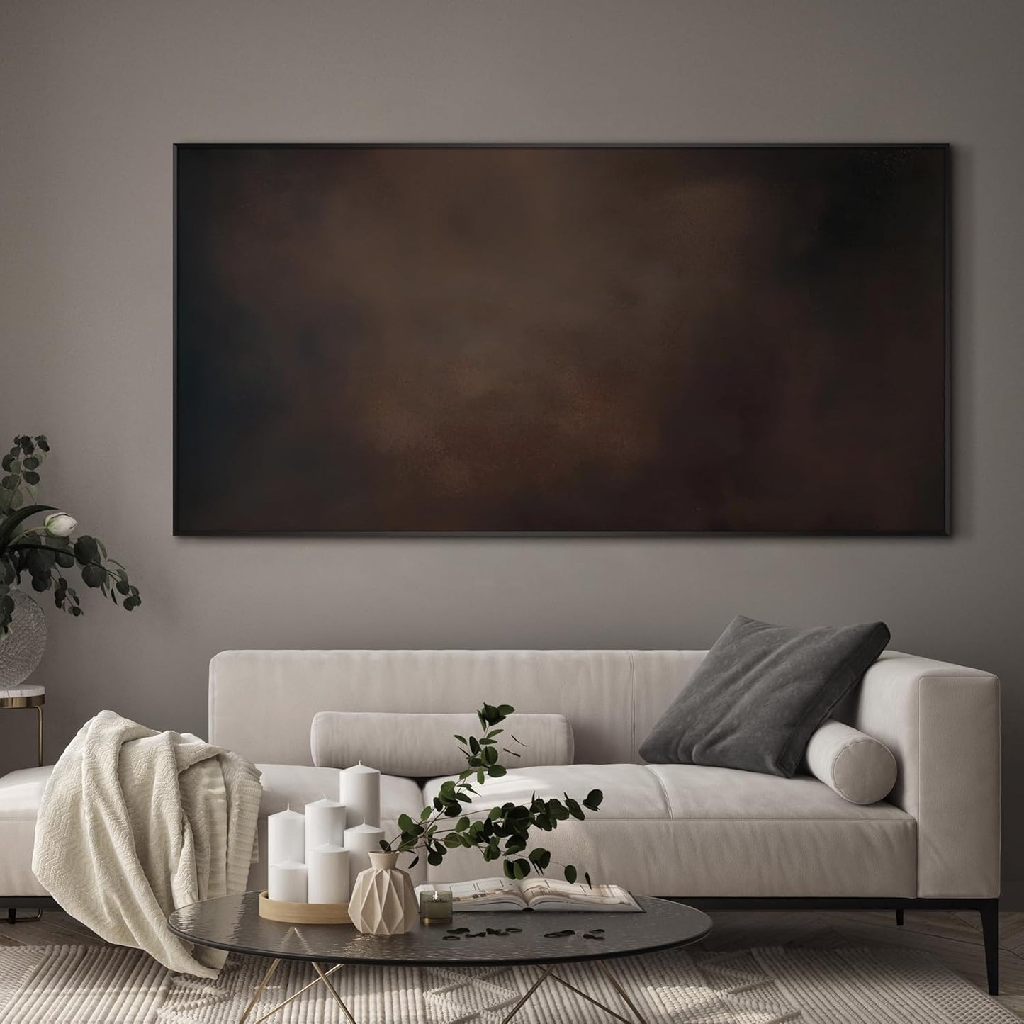 SIGNWIN 24"x46" Extra Large Framed Wall Art Dark Brown Abstract Moody Illustration for Home Living Room Bedroom Decor (Frame Assembly Required)