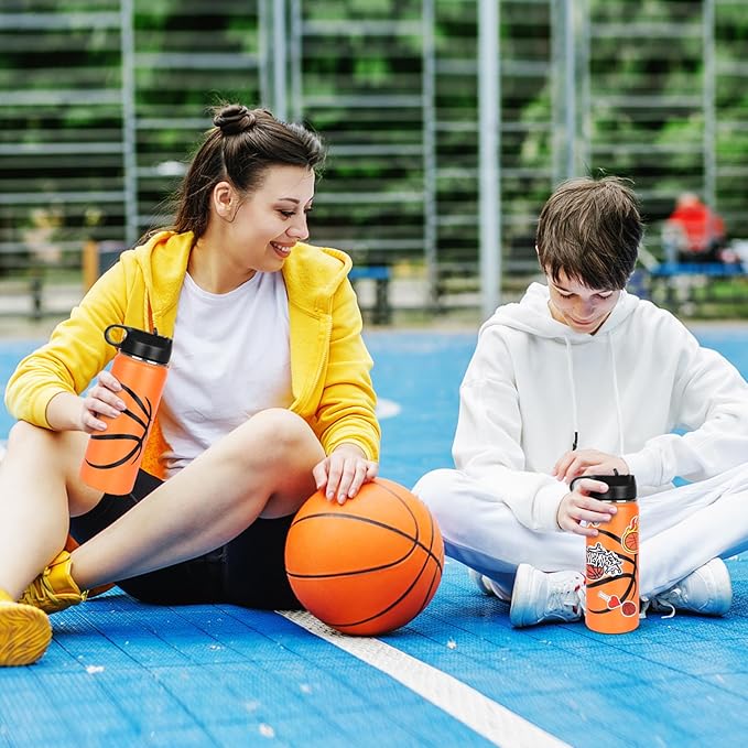 Basketball Gifts for 8-12 Boys Girls,Basketball Water Bottles and 50PCS Stickers Dirp Stuff for Player Kid(18OZ)