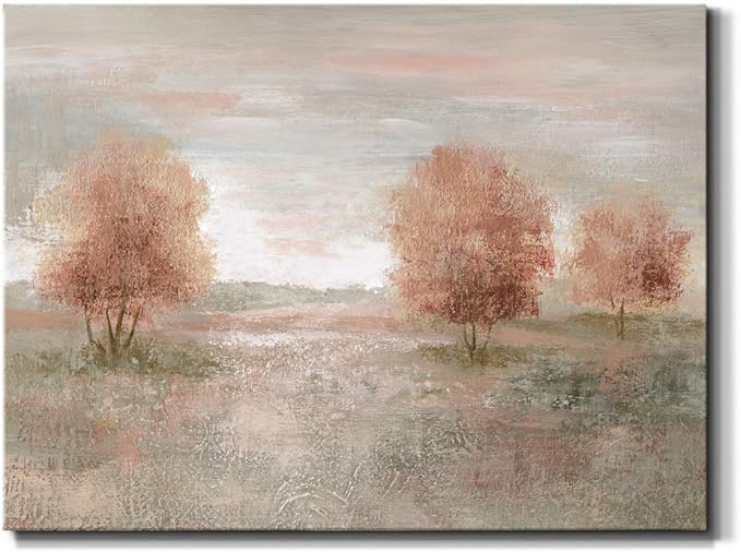 Renditions Gallery Canvas Nature Wall Art Modern Paintings Decorations Autumnal Peach Leaves Abstract Romantic Artwork Wall Hanging Prints for Bedroom Office Kitchen - 32"x48" LT33