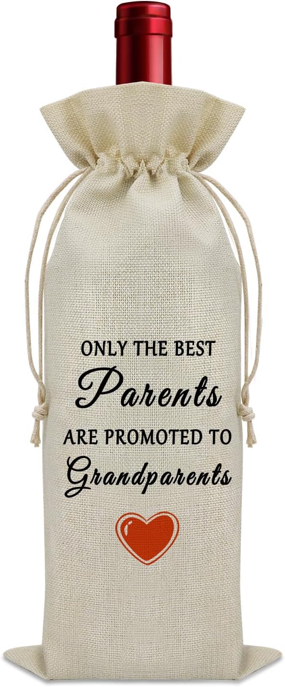 Parents Promoted to Grandparents Wine Bag New Grandparents Gifts First Time Grandparents to Be Gifts Wine Bottle Decoration Bag Pregnancy Reveal Gifts for Grandparents New Grandma and Grandpa Gifts