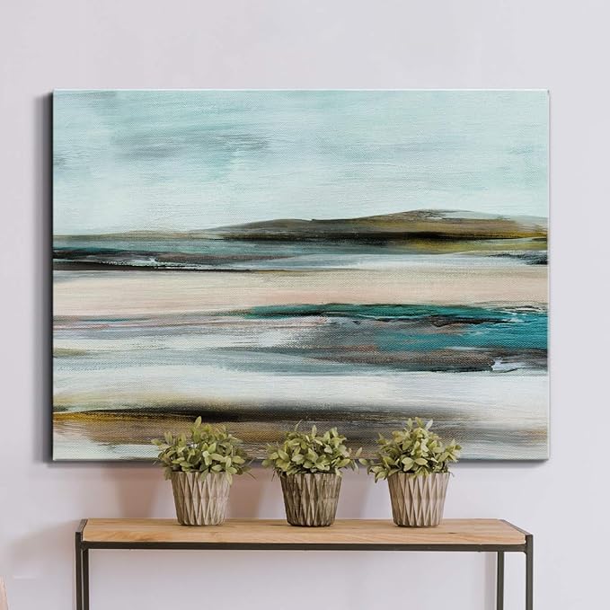 Renditions Gallery Canvas Nature Wall Art Modern Paintings & Prints Decorations Blurred Sandy Beach Abstract Vibrant Coastal Wall Hanging Artwork for Bedroom Office Kitchen - 32"x48" LT33