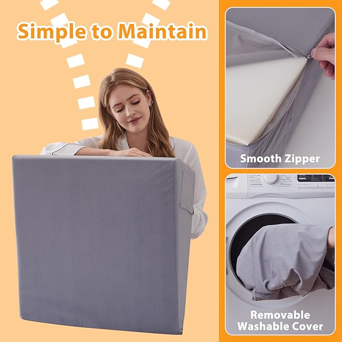 Bed Wedge Pillow for Sleeping, 12" Wedge Pillows for After Surgery, Soft Memory Foam Top, Triangle Pillow Wedge, Body Positioners for Leg Elevation, Acid Reflux, Gerd, Snoring Relief, Velvet