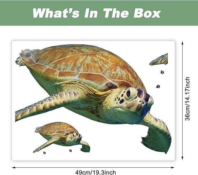 Sea Turtle Wall Decal Peel and Stick Removable Animal Room Decor Turtle Wall Art Sticker for Kids Room Bedroom Bathroom Ocean Room Dorm Wall Decor