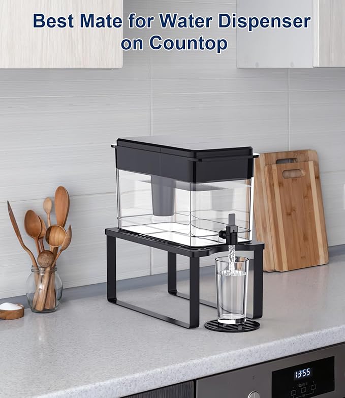 Water Filter Dispenser Stand - 7.7''W x 14.6''D x 6.7''H, Metal Stand Designed for Brita Water Filter, Compatible with ZeroWater, PUR, Waterdrop etc.