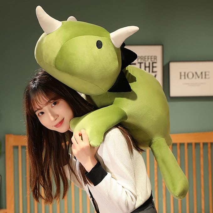 SQEQE Weighted Dinosaur Plush, Anxiety Weighted Stuffed Animals, Weighted Dinosaur Plushie Weighted Dino Throw Pillows for Kids Adults Green 23.6 Inch, 3.1 lbs