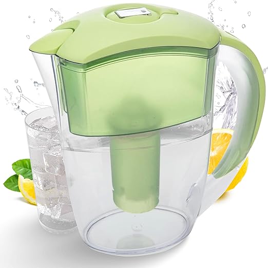 Purified Clean Crystal-Clear Water Filter Pitcher: Experience Enhanced Extraordinary Refreshing Hydration, Enjoying Convenience, Efficient and Quality You Deserve (Green - 2.4 LTS)