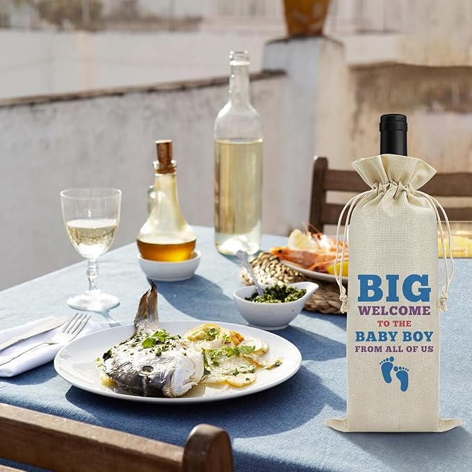 Pregnancy Announcement Gift Baby Gender Reveal Gift Wine Bag for Husband Friends Grandparents New Baby Gift Baby Shower Party Decors Wine Gift Bag Pregnancy Gift for Women Drawstring Wine Wrap Bag