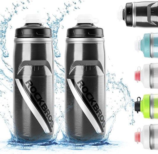 ROCKBROS Bike Water Bottle 21oz Bicycle Water Bottle for 5hrs Insulation Sports Squeeze Water Bottle with Leakproof Design