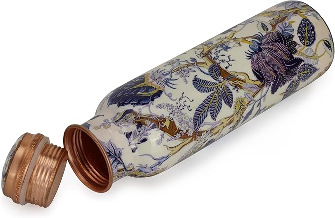 Copper Water Bottle 34 oz Pure Hammered Ayurvedic Pure Copper Vessel For Drinking Leak Proof Bottle With Carry Bag for Sport Fitness Yoga Sports Copper Bottles 1000 ML