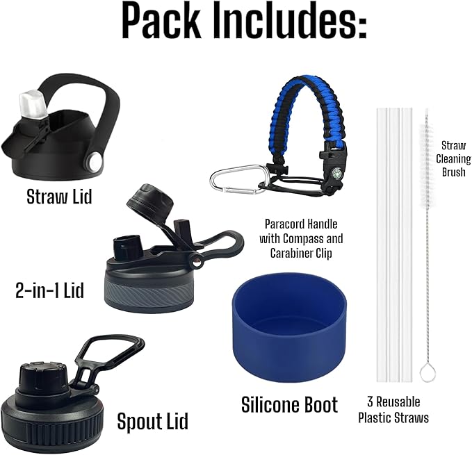 Water Bottle, Insulated water bottle, Stainless steel water bottle for kids men women Sports water bottle 32 oz Water bottle with straw Insulated Flask (Gradient Blue)