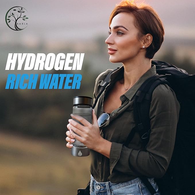 BARLA- 2024 Hydrogen Water Bottle Generator - Rechargeable Hydrogen Water Pitcher - Portable Atmospheric Health Bottles - Hydro Water Ionizer 3min Quick- Echo SPE PEM Technology with Gold Gift Box