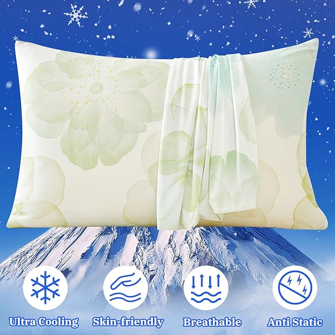 Cooling Pillow Cases for Hot Sleepers - Double Side Arc-Chill Q-Max>0.5 Cooling Fiber Cool Pillow Cases 2 Pack - Breathable Soft Cold Pillow Cases with Hidden Zipper (20" x 26")