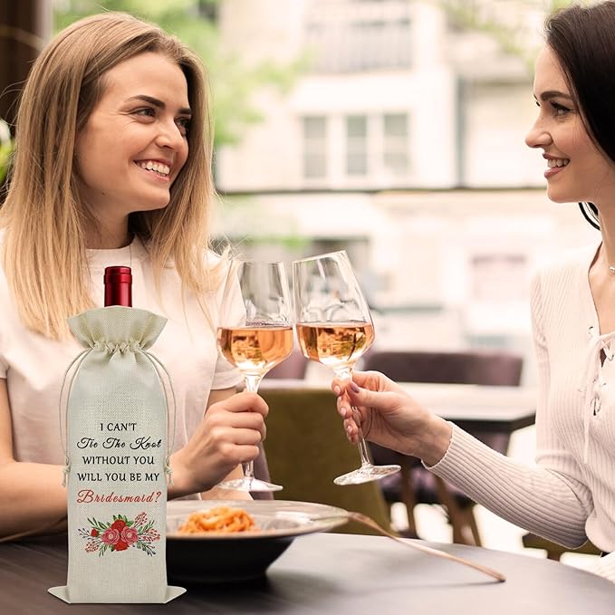 Bridesmaid Gifts for Wedding Day Wine Bag Bridesmaid Thank You Gifts Bridesmaid Proposal Gifts Wine Bottle Decoration Bag Wine Accessories Gifts for Wine Lovers Bridal Shower Gifts for Bridesmaids