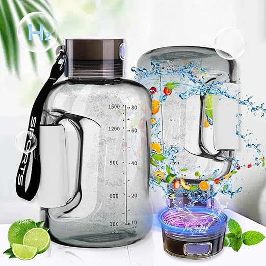 Hydrogen Water Bottle,57OZ/1.5L Large Capacity Portable Hydrogen Water Bottle Generator,Hydrogen Water Generator with SPE/PEM Technology (Color : Gray)