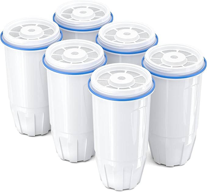 Upgraded Water Filter Replacement Fit for Zero Pitcher and Dispenser ZR-001 ZR-004 ZP-006 ZR-017, Six-Stage Filter System, Effectively Reducing Lead, Chromium, PFOA, and PFOS Contaminants, 6 Packs