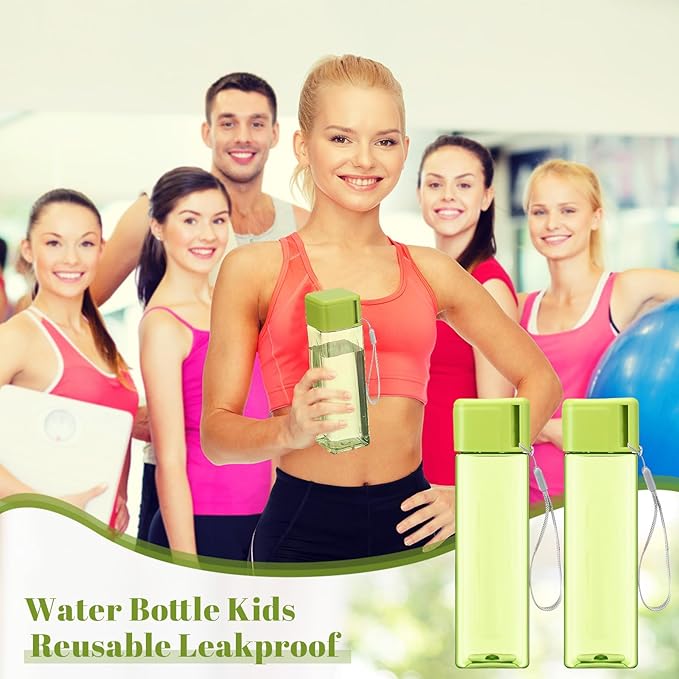 Mifoci 20 Pieces Water Bottle Bulk 17 oz Plastic Water Bottles Bulk Gym Sports Adults Reusable Large Water Bottles for Outdoor Fitness(Green,Rectangle)