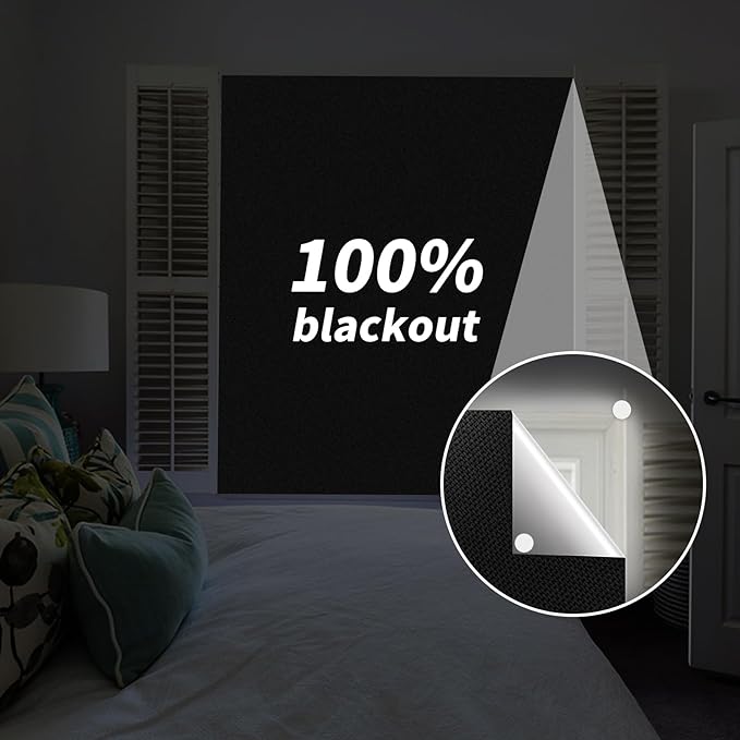 Portable 100% Blackout Shades - Easy Install, No Drill Curtains for Bedroom, Nursery, and Travel (Black, 59" x 79")