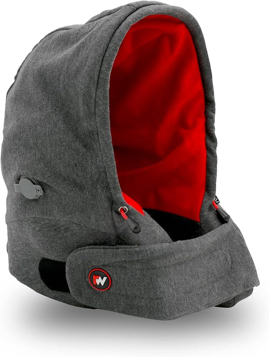 Roamwild Travel Pillow with Unique Self Inflating Built in Side Supports | Washable | (Red & Gray)
