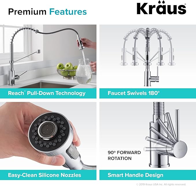 Kraus KPF-1610CH-KAG-1CH Bolden Single Handle 18-Inch Commercial Kitchen Faucet with Air Gap, Chrome