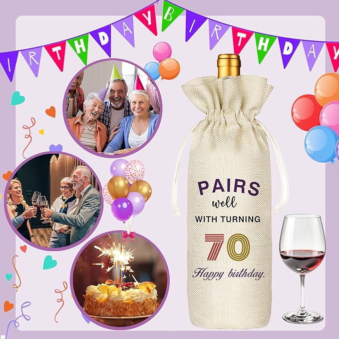 Socive 70th Birthday Gift for Women Men,70th Birthday Wine Bag,1954 Birthday Wine Bag,70 Years Old Birthday Party Decor Gift (70 BIRTHDAY)