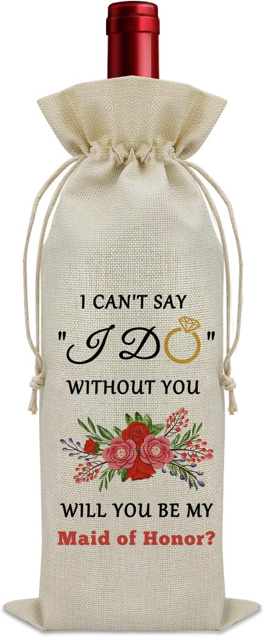 Maid of Honor Gifts Wine Bag Maid of Honor Proposal Gifts Bridesmaid Gifts for Wedding Day Wine Bottle Decoration Bag Bridal Shower Gifts for Bridesmaids Wine Accessories Gifts for Wine Lovers