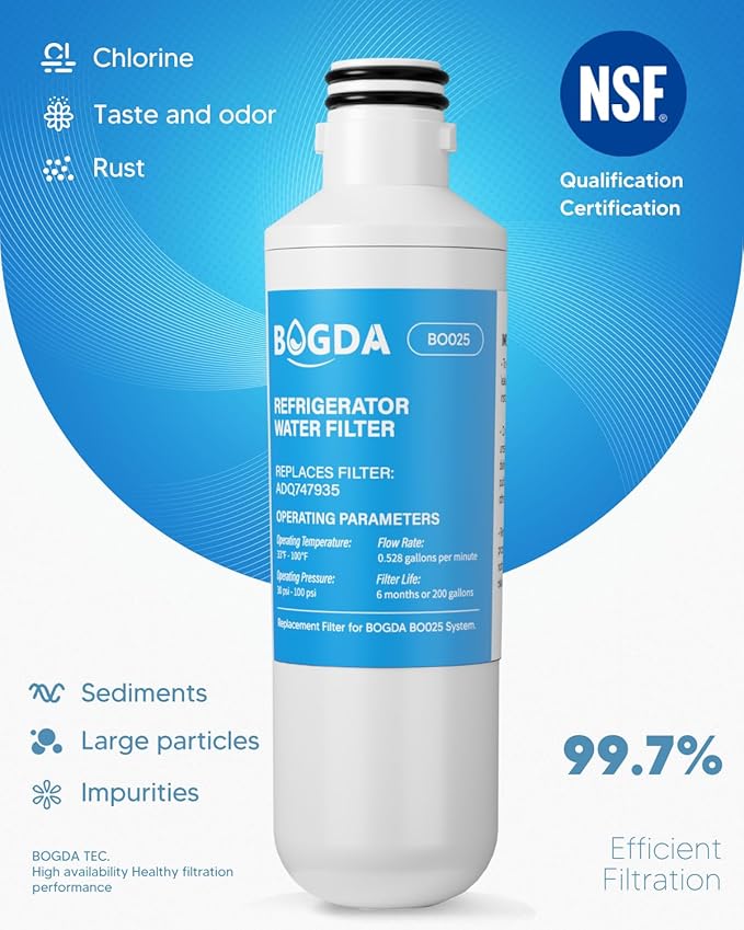 BOGDA LT1000P Water Filter Replacement Fit for L-G MDJ64844601 ADQ74793501 LT1000PC, Ken-more 46-9980 ADQ74793502 LRFXC2416S LRFVS3006S LRMDS3006S LFXS28596S, 2 Filter