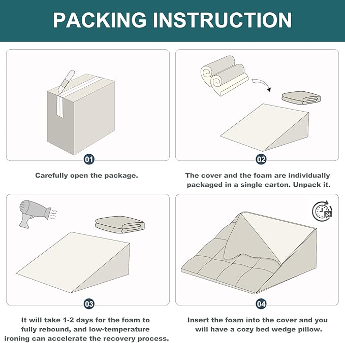 TANYOO Bed Wedge Pillow for Sleeping Patent Dual Layer Shredded Memory Foam Topper 11 Inch Triangle Pillow Great for Side Sleeper, Back Support, Acid Reflux, Anti Snoring Removable Breathable Cover