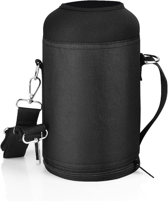 Water Bottle Holder Carrier Bag Crossbody with Adjustable Shoulder Strap, 64 128 oz Sports Water Bottle Sleeve Accessories for Biking Hiking Travelling Camping, Black