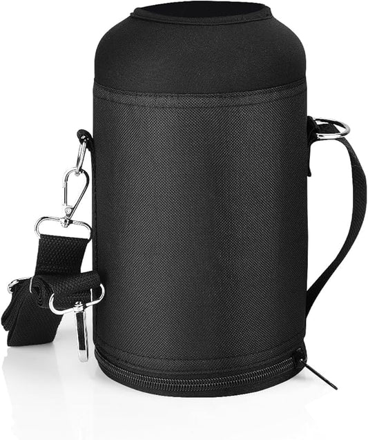 Water Bottle Holder Carrier Bag Crossbody with Adjustable Shoulder Strap, 64 128 oz Sports Water Bottle Sleeve Accessories for Biking Hiking Travelling Camping, Black