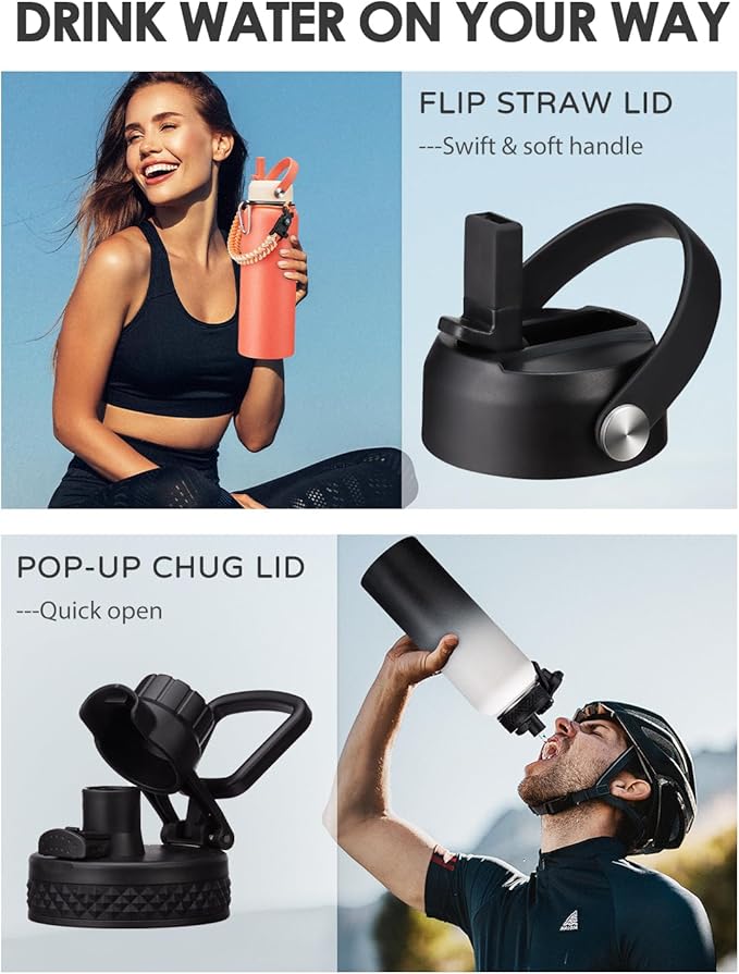 Insulated Water Bottle 40oz - with Straw & Auto Spout Lid, Paracord Handle, Shoulder Carrier Bag,40 oz Hydro Jug Great for Sport Travel Gym Hiking Biking