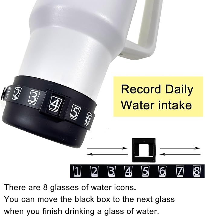 UNIQUE HM&LN Water Bottle Tracker, Daily Water Intake Tracker Reminder, Movable Counting Frame, Protective Silicone Boot for Water Bottle 20-40oz, Bottom Sleeve Cover 2pcs