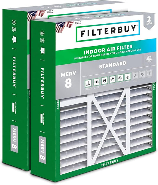 Filterbuy 22x24x5 Air Filter MERV 8 Dust Defense (2-Pack), Pleated HVAC AC Furnace Air Filters Replacement for Amana, Goodman, and Five Seasons (Actual Size: 22.06 x 23.94 x 5.25 Inches)