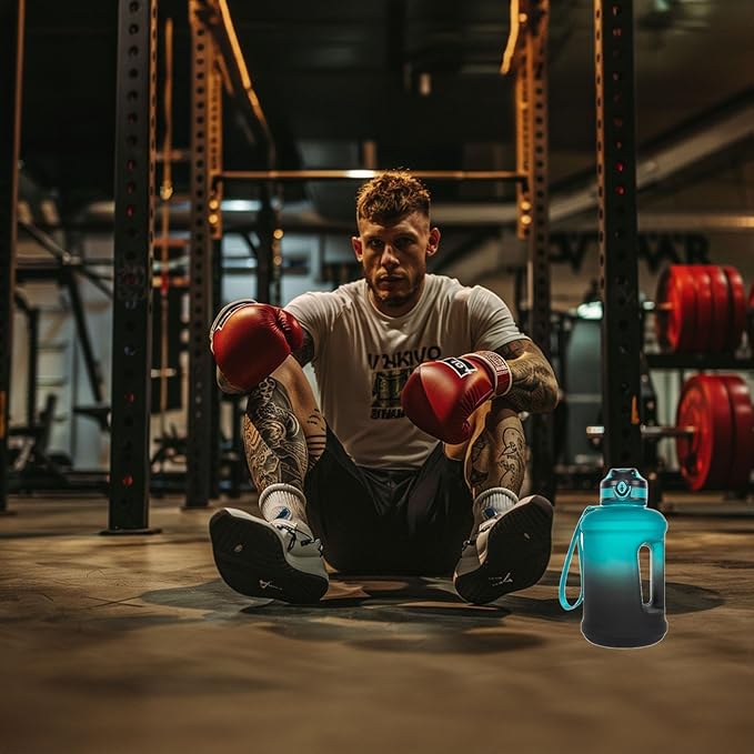 Sports Water Bottle, 63 Oz/1800mL, Leak Proof BPA Free Travel Outdoor For Men Women (Gradient_Cyan)