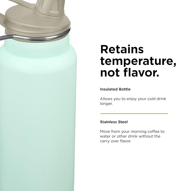 Klean Kanteen TKWide Insulated Water Bottle with Chug Cap - Stainless Steel Water Bottle - 32 Oz, Blue Tint - Back to School Hydration