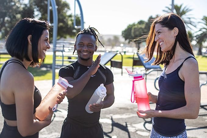 Prometheuz 32oz Water Bottle with Straw, Motivational Water Bottle with Time Marker, Water Bottles Leakproof & BPA-Free for Sports, Work and Fitness Pink