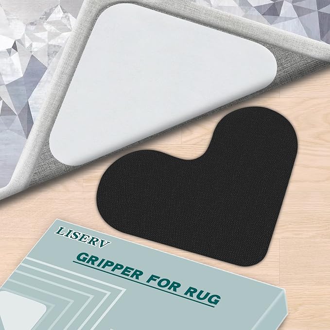 Rug Grippers for Carpet, 16 Pairs Double Sided Carpet Tape Keep Corners Flat, Removable and Reusable Non Slip Rug Pads, Rug Tape for Area Rugs on Carpet