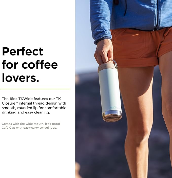 Klean Kanteen TKWide 16oz (w/Café Cap) - Tofu