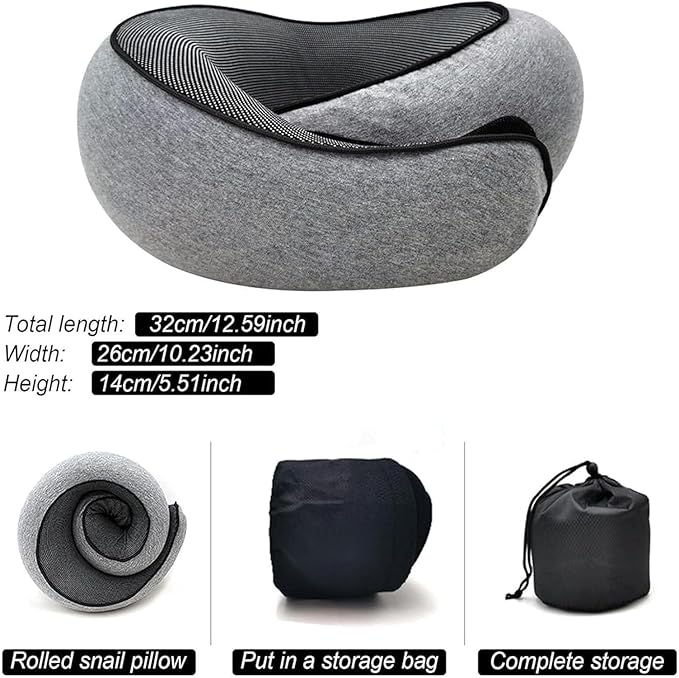 Travel Pillow Travel Neck Pillow, 360 Degree Comfort and Breathability, Airplane Travel Neck Pillow, Stowable U-Shaped Pillow, Gray, mollie us 02