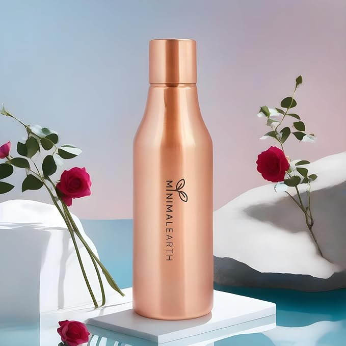 Pure Copper Bottle for Drinking, Beautiful & Leak-Proof Design, Made With Solid Copper, Portable & Handy, Perfect for Office, Yoga, Gym, Traveling and Gift - 750 ML (25 oz)