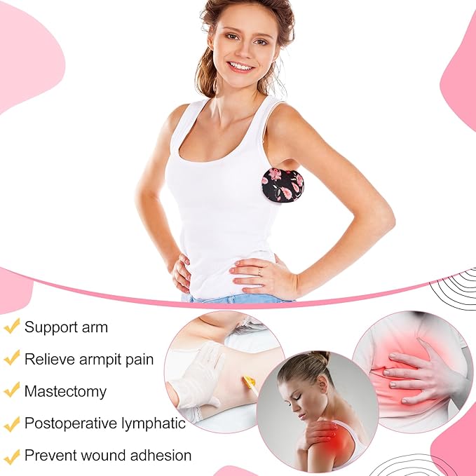 Juexica 4 Pcs Lymphedema Axilla Pillow Mastectomy Pillow Cotton Post Breast Surgery Pillow Mastectomy Recovery Breast Pillow for Sleeping Mastectomy Underarm Pillow Armpit Pain Relief (Pink Ribbon)