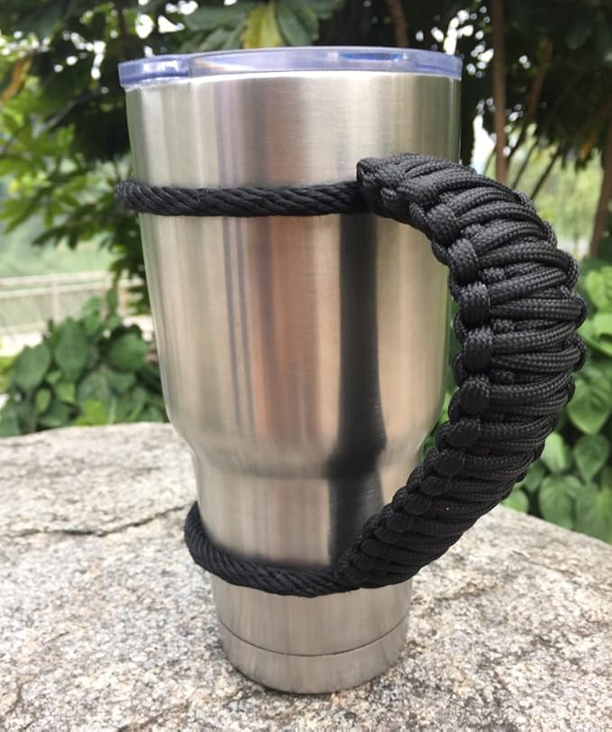 Handmade Paracord Handle for Yeti/Rtic/Ozark Trail Rambler 30 Oz Tumbler. (black)
