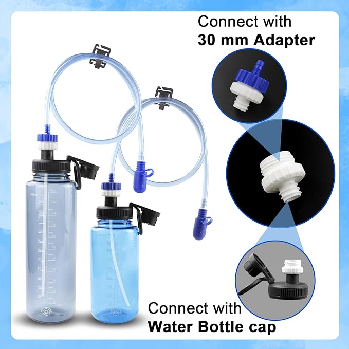 Hydration Adapter Kit for Nalgene Water Bottle with Cap, Compatible with 32/48 oz Wide Mouth Water Bottles, Outdoor Sports Accessories, Use for Camping, Cycling, Hiking(White)
