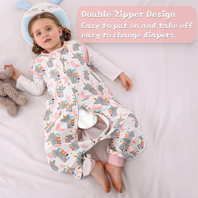 WONDAY Baby Sleep Sack, Sleep Sack 12-18 Months, Sleep Sack Baby Wearable Blanket, Toddler Baby Sleep Sack with Feet, Sleeveless Breathable Sleep Sacks for Baby Boys or Girls