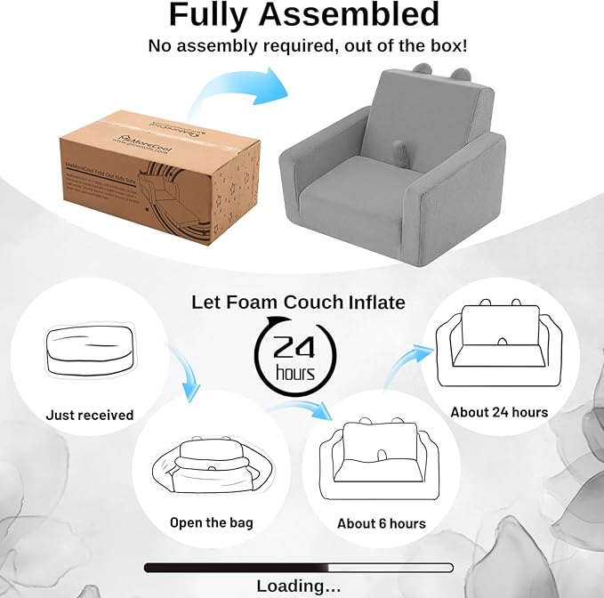 MeMoreCool Folding Toddler Chair, Cmofy Plush Fold Out Kids Couch Sofa, Convertible Kid Sofa Bed, Flip Out Baby Recliner for Toddlers 1-3 Girls Boys